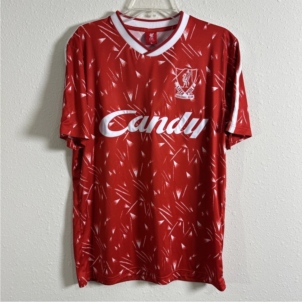 Liverpool FC 1989-1990 Retro Candy Red Home Soccer Jersey Embroidered Men’s Lg